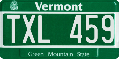 VT license plate TXL459