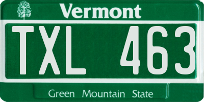 VT license plate TXL463