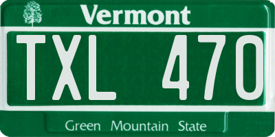 VT license plate TXL470