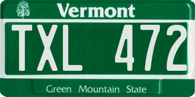 VT license plate TXL472