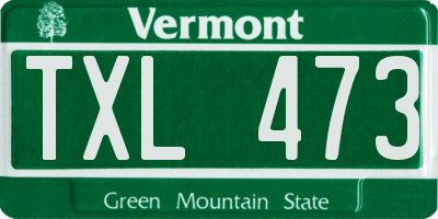 VT license plate TXL473