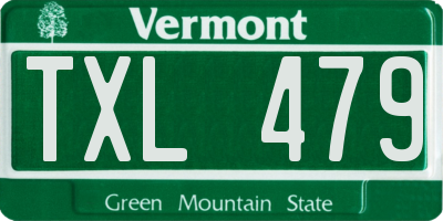 VT license plate TXL479