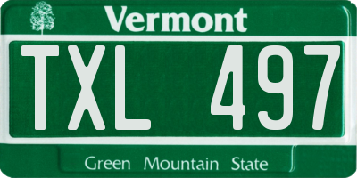 VT license plate TXL497