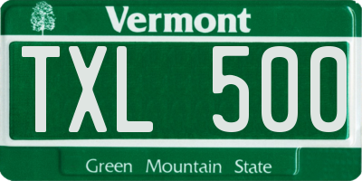 VT license plate TXL500