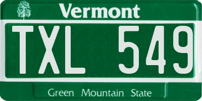 VT license plate TXL549