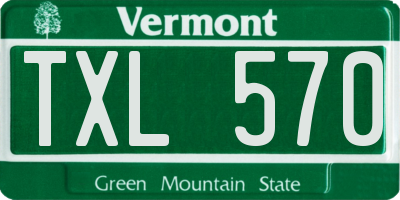 VT license plate TXL570