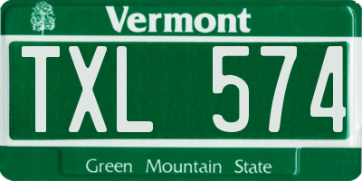 VT license plate TXL574