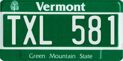 VT license plate TXL581