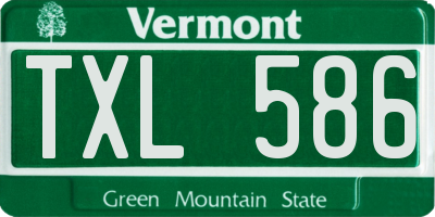 VT license plate TXL586