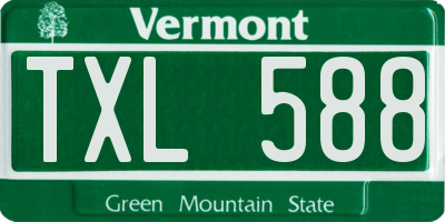 VT license plate TXL588