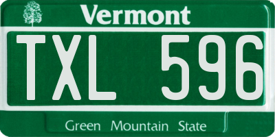 VT license plate TXL596