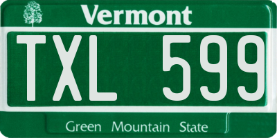 VT license plate TXL599