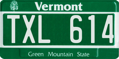 VT license plate TXL614