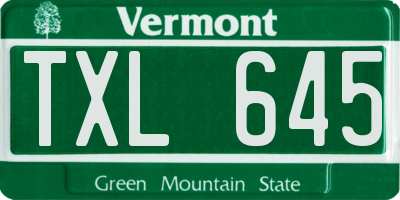 VT license plate TXL645