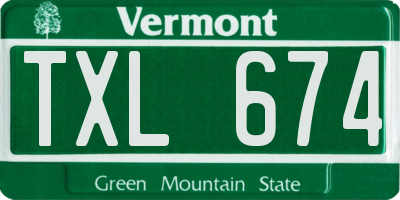 VT license plate TXL674
