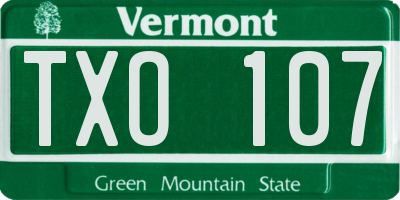 VT license plate TXO107