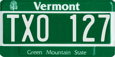 VT license plate TXO127