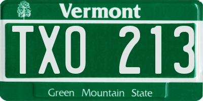 VT license plate TXO213