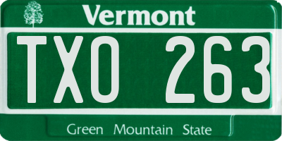 VT license plate TXO263