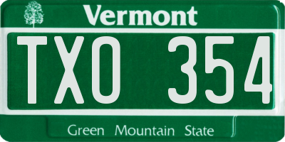 VT license plate TXO354