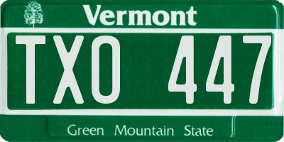 VT license plate TXO447