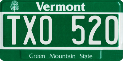 VT license plate TXO520