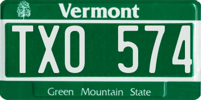 VT license plate TXO574