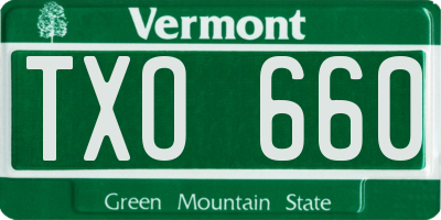 VT license plate TXO660