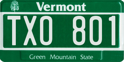 VT license plate TXO801