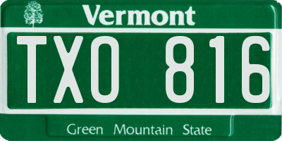VT license plate TXO816