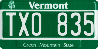 VT license plate TXO835