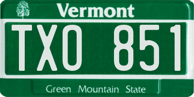 VT license plate TXO851