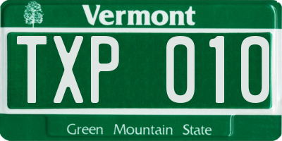 VT license plate TXP010