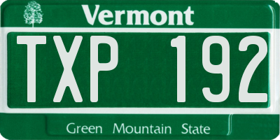 VT license plate TXP192