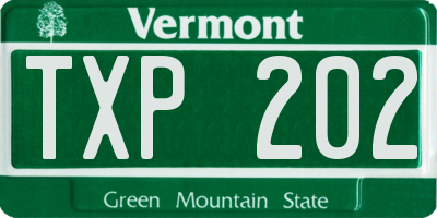 VT license plate TXP202