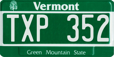 VT license plate TXP352