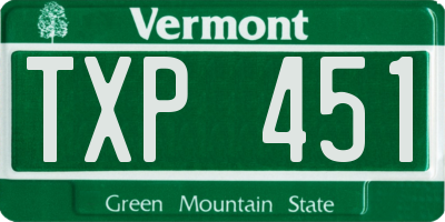 VT license plate TXP451