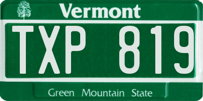 VT license plate TXP819