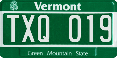 VT license plate TXQ019
