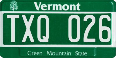 VT license plate TXQ026