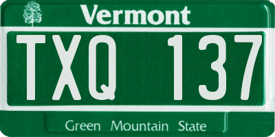 VT license plate TXQ137