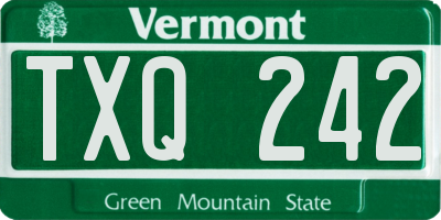 VT license plate TXQ242