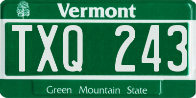 VT license plate TXQ243