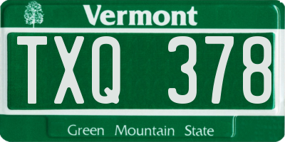 VT license plate TXQ378