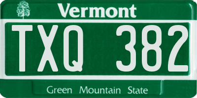 VT license plate TXQ382