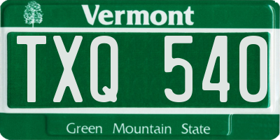 VT license plate TXQ540
