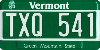 VT license plate TXQ541
