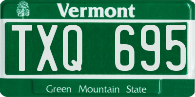 VT license plate TXQ695