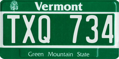 VT license plate TXQ734