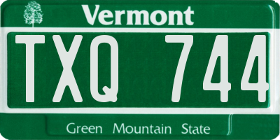 VT license plate TXQ744